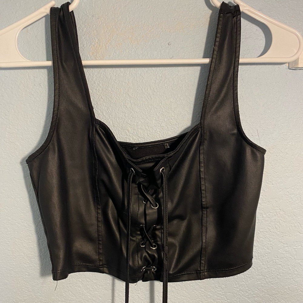 Synthetic Leather Top